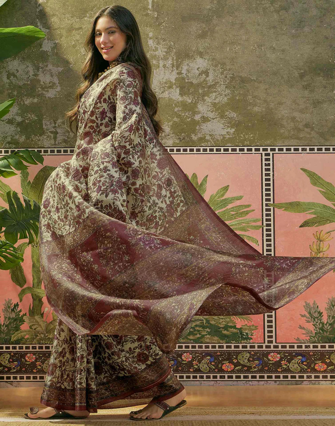 Beige Khadi Printed