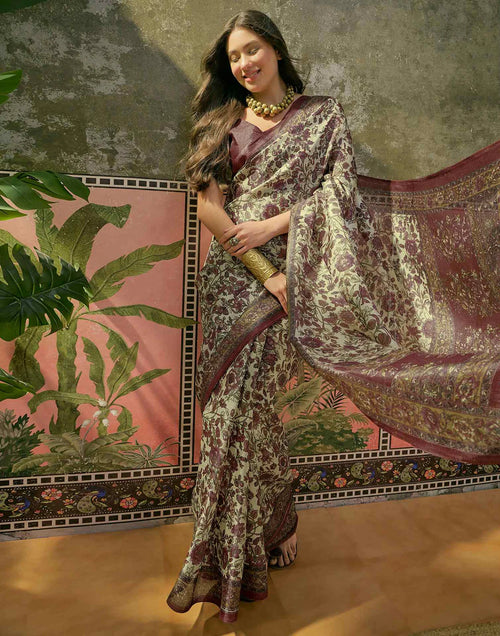 Beige Khadi Printed