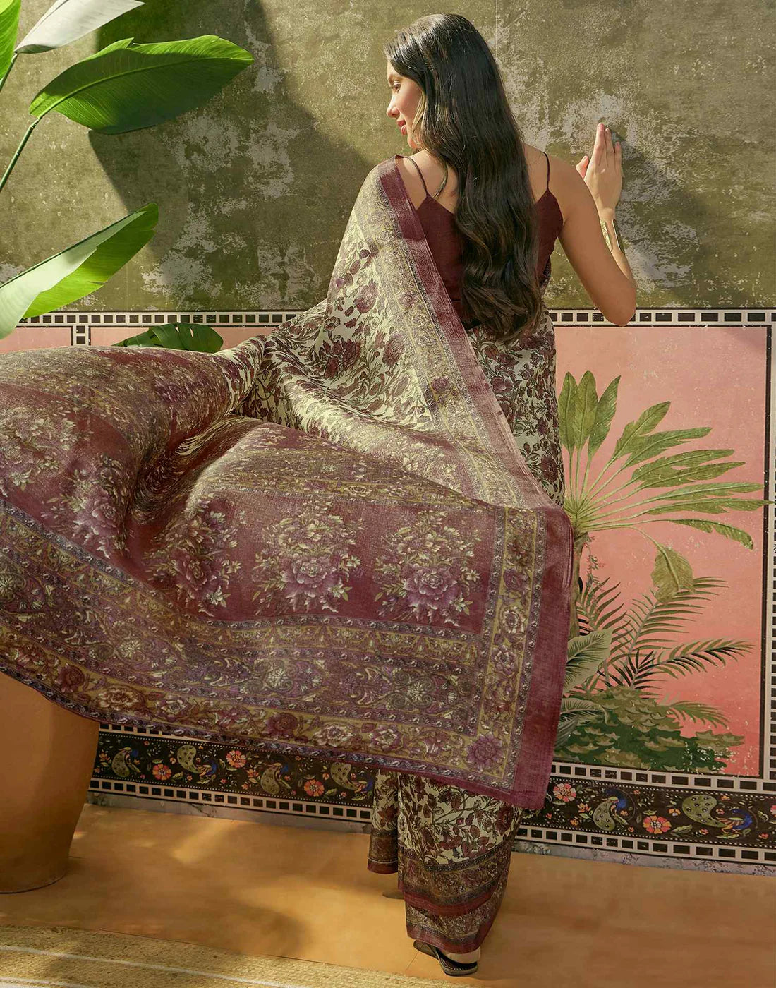 Beige Khadi Printed