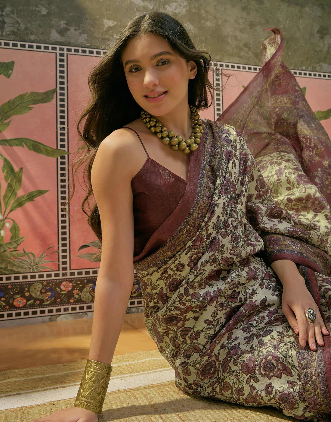Beige Khadi Printed