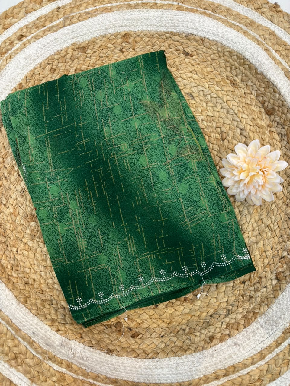 Printed Chiffon Saree with Diamond Work | Soft Lightweight Daily Wear Saree for Women