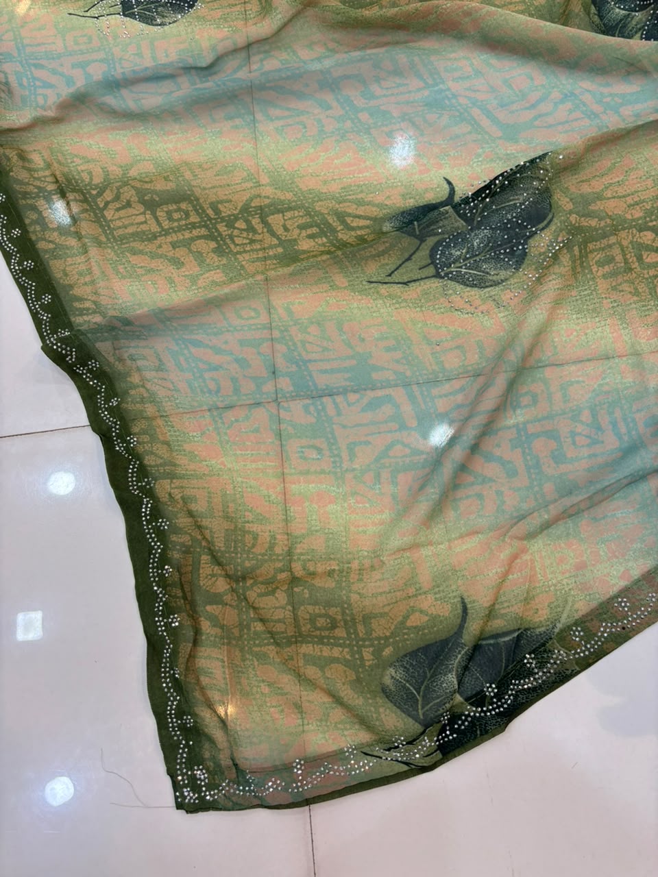 Printed Chiffon Saree with Diamond Work | Soft Lightweight Daily Wear Saree for Women