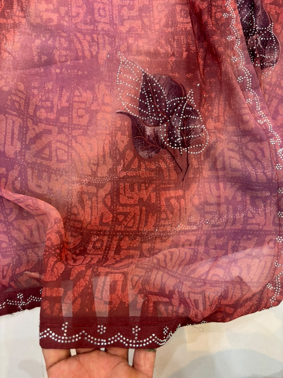 Printed Chiffon Saree with Diamond Work | Soft Lightweight Daily Wear Saree for Women