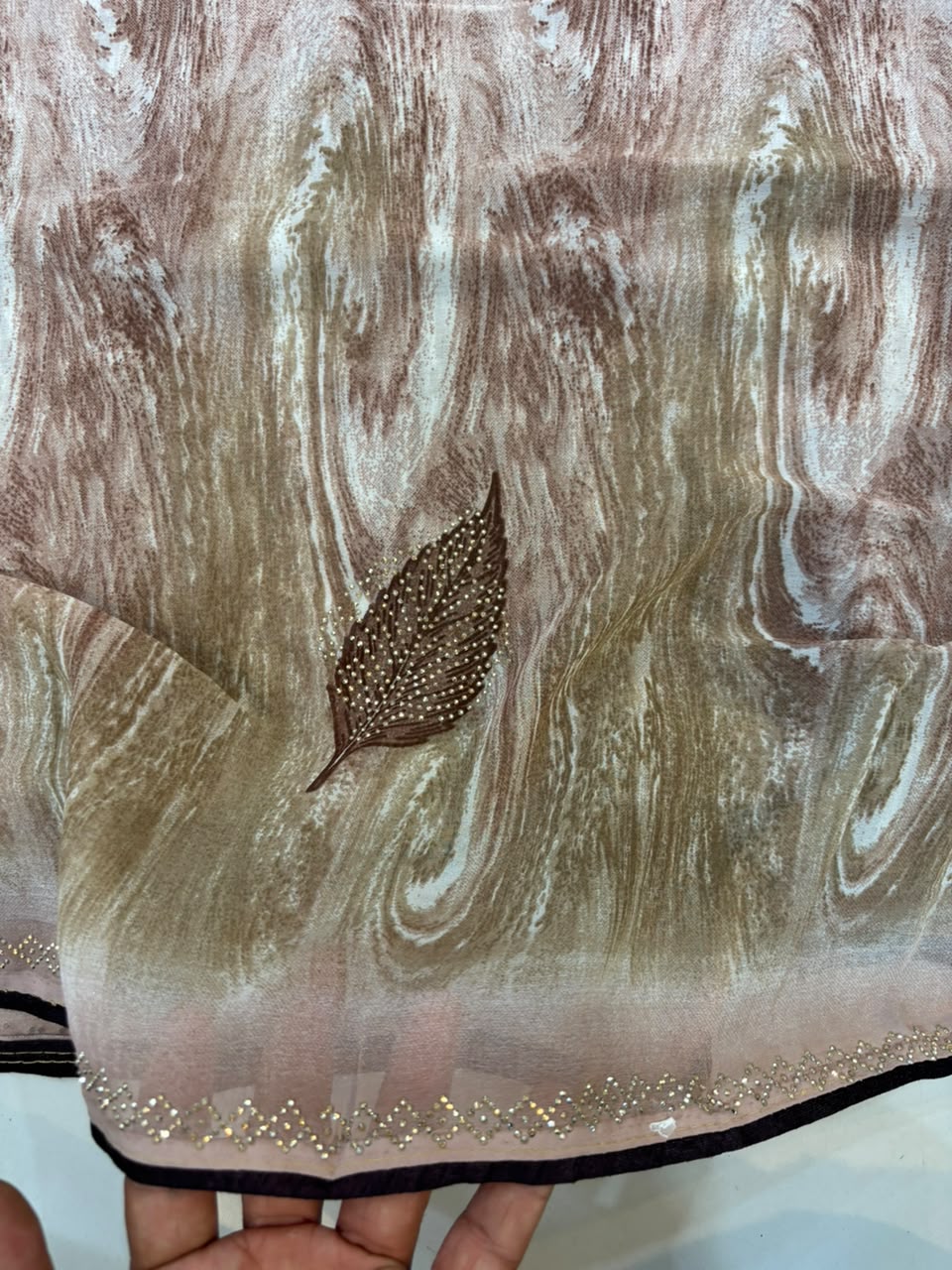 Printed Chiffon Saree with Diamond Work | Soft Lightweight Daily Wear Saree for Women