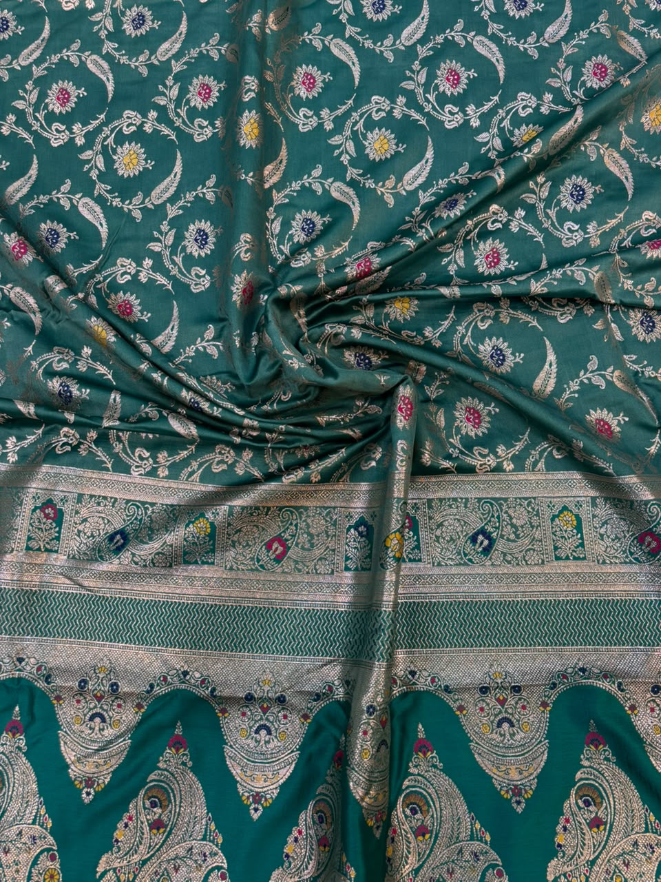 Meenakari Satin Silk Saree for Women | Rich Banarasi Style Lightweight Saree with Full Machine Work