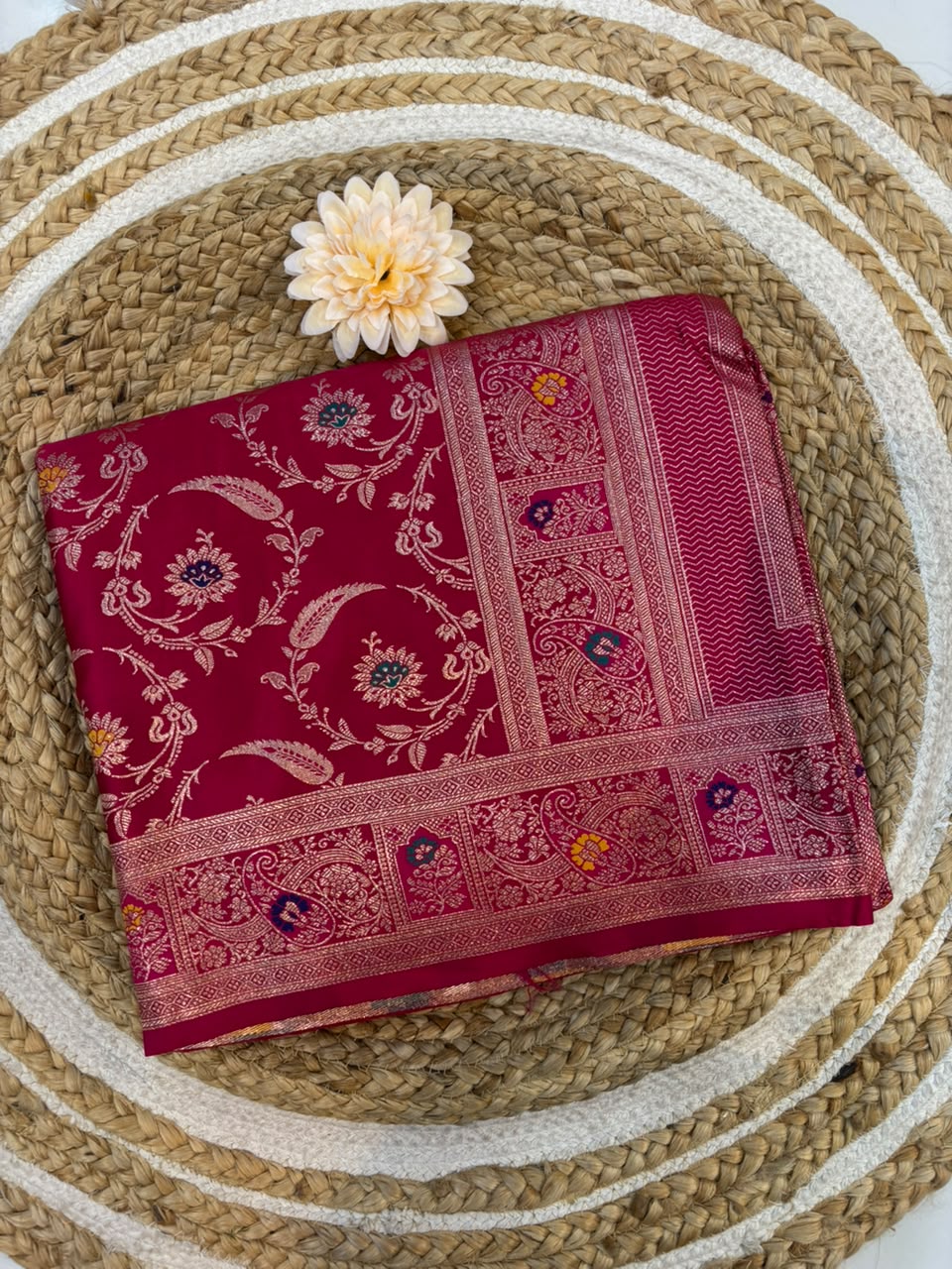Meenakari Satin Silk Saree for Women | Rich Banarasi Style Lightweight Saree with Full Machine Work