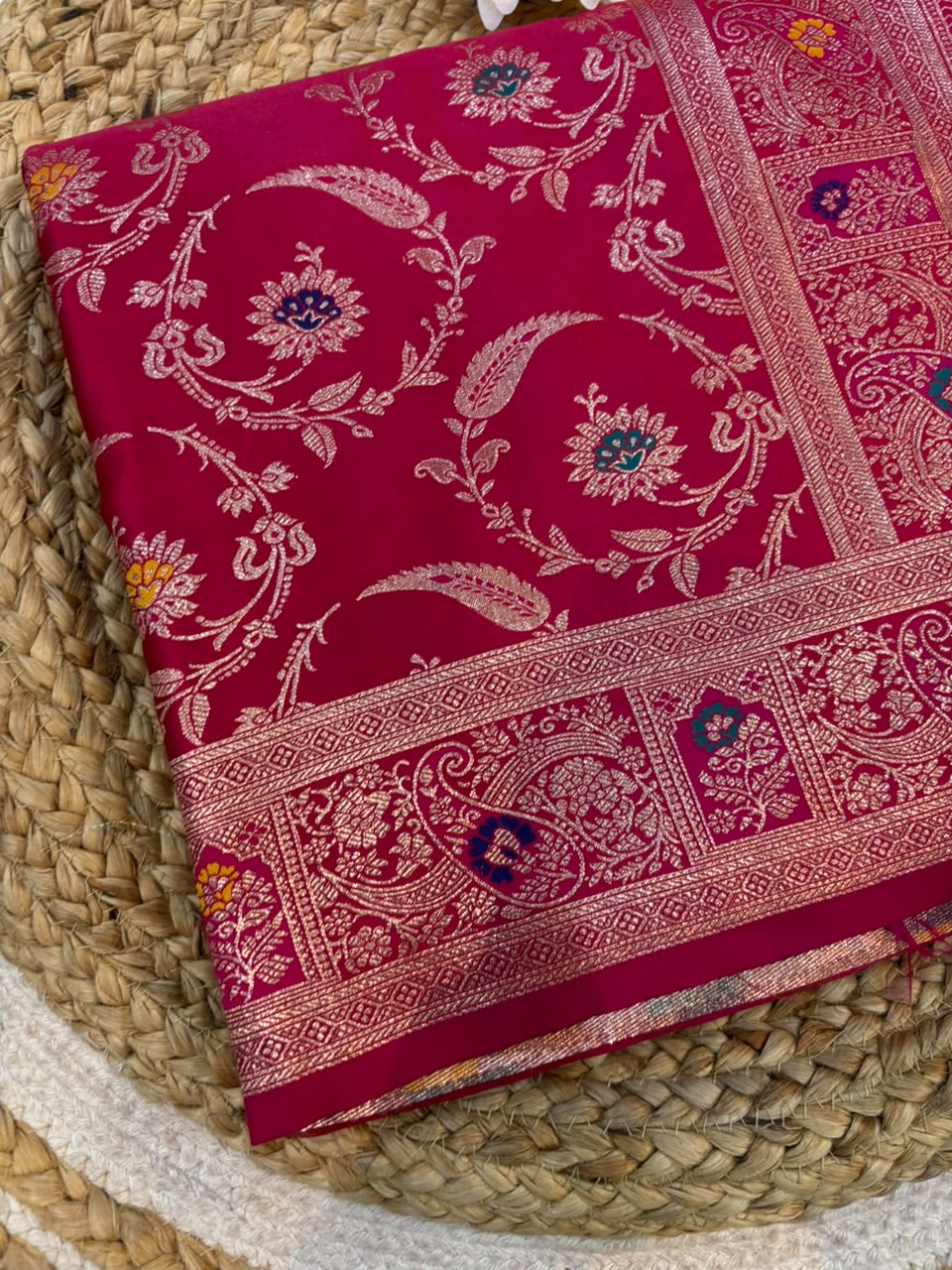 Meenakari Satin Silk Saree for Women | Rich Banarasi Style Lightweight Saree with Full Machine Work