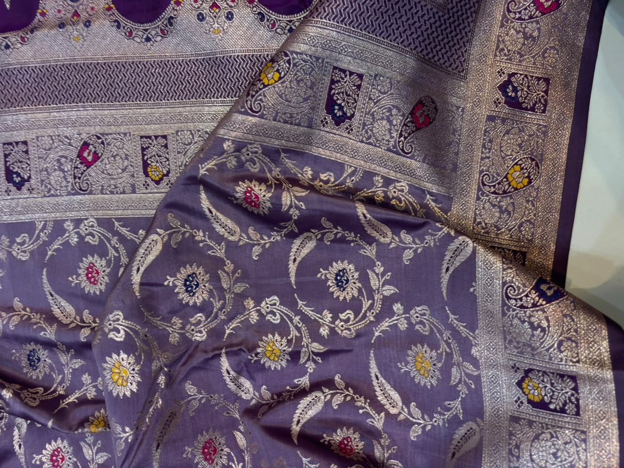 Meenakari Satin Silk Saree for Women | Rich Banarasi Style Lightweight Saree with Full Machine Work