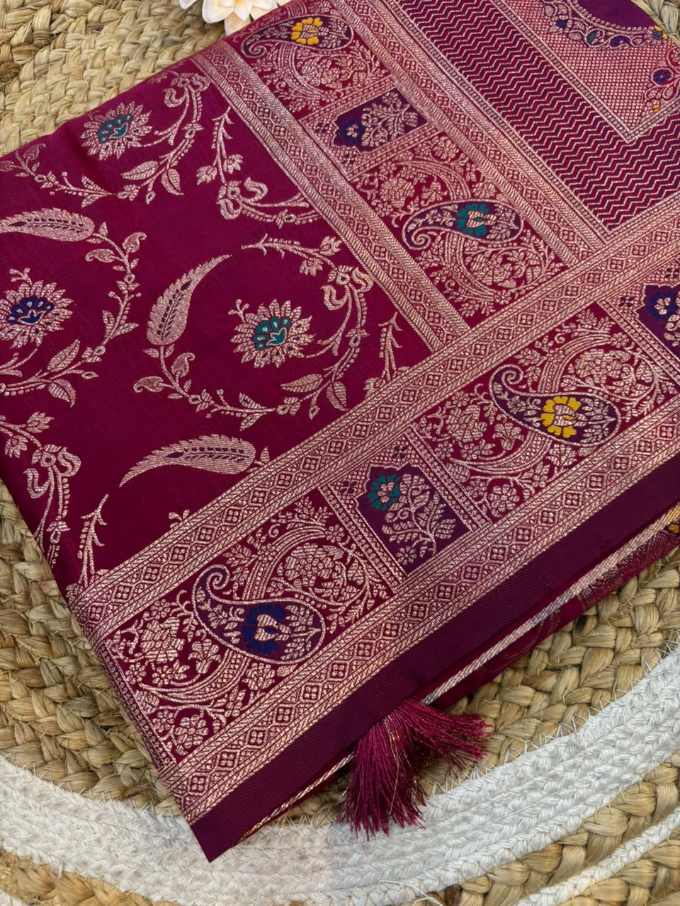 Meenakari Satin Silk Saree for Women | Rich Banarasi Style Lightweight Saree with Full Machine Work
