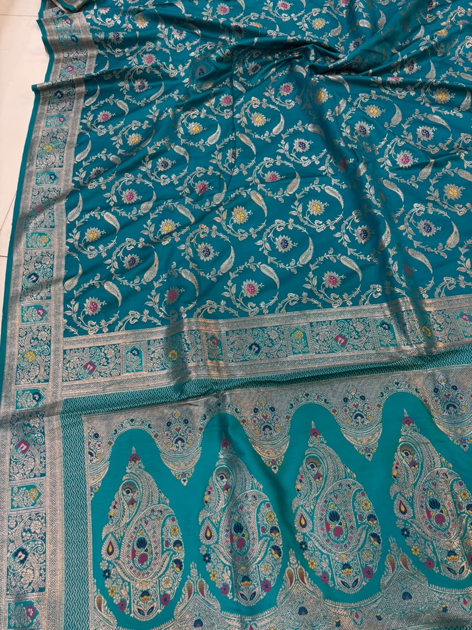 Meenakari Satin Silk Saree for Women | Rich Banarasi Style Lightweight Saree with Full Machine Work
