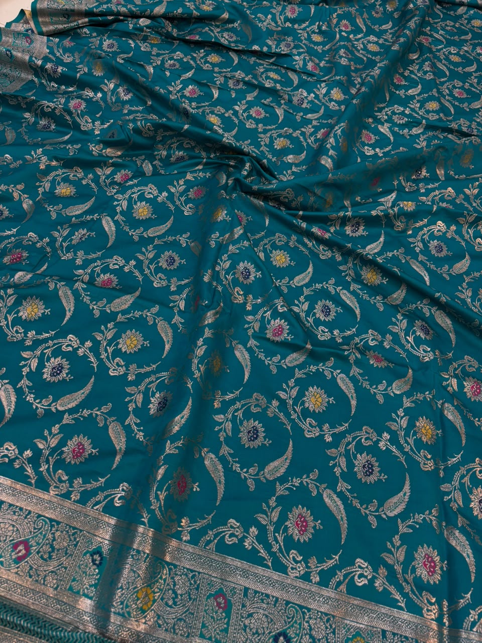 Meenakari Satin Silk Saree for Women | Rich Banarasi Style Lightweight Saree with Full Machine Work