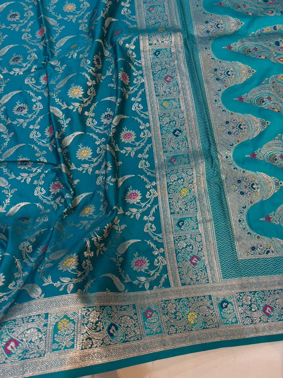 Meenakari Satin Silk Saree for Women | Rich Banarasi Style Lightweight Saree with Full Machine Work