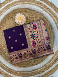 Banarasi Peshwai Silk Saree with Lotus Border | Lightweight Royal Wedding Saree