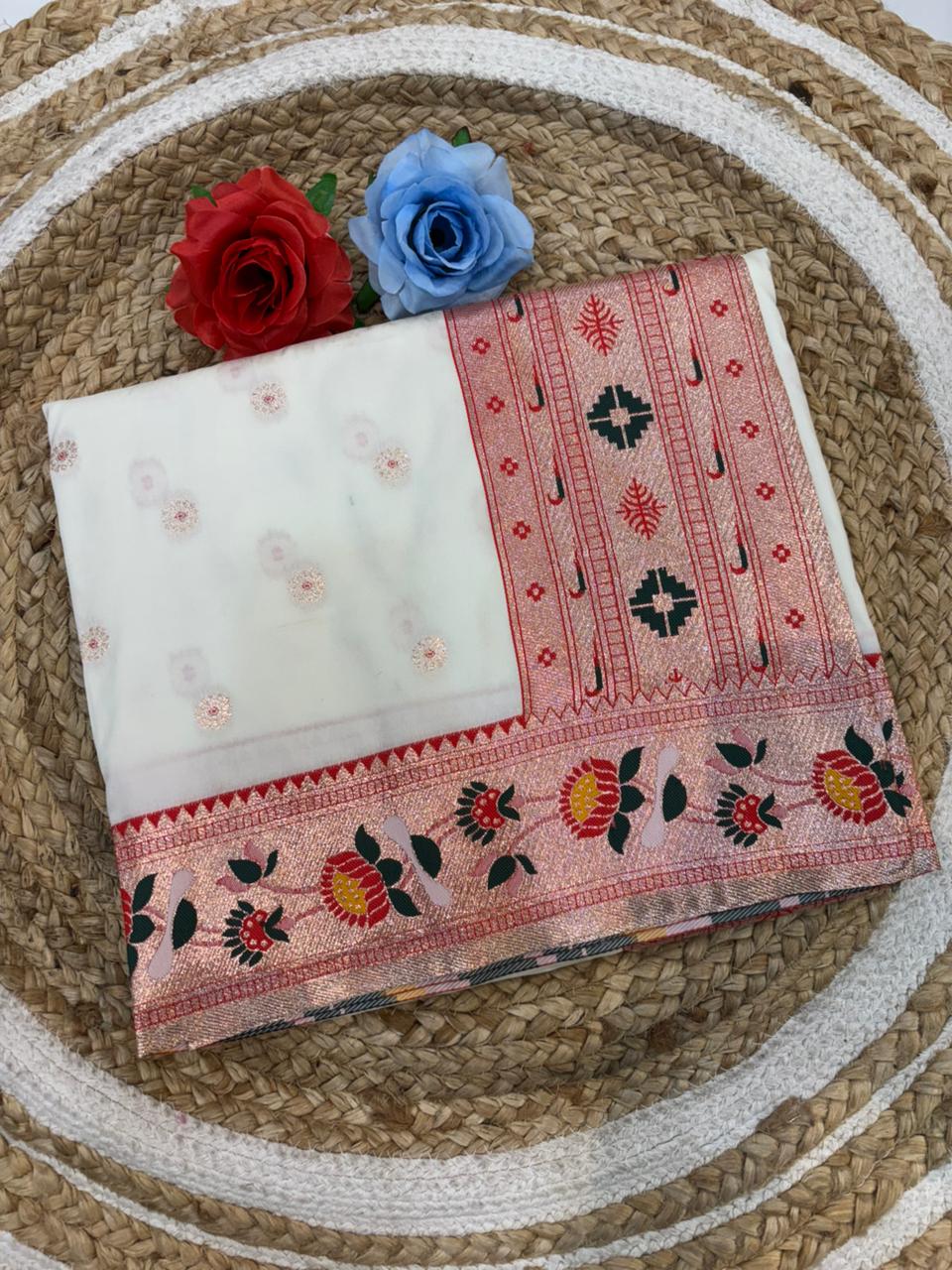 Dhoop Chao Paithani Soft Silk Saree with Meenakari Embroidery