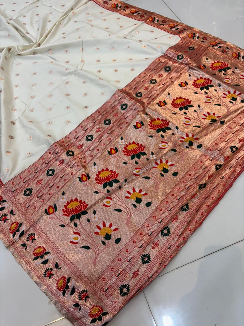 Dhoop Chao Paithani Soft Silk Saree with Meenakari Embroidery