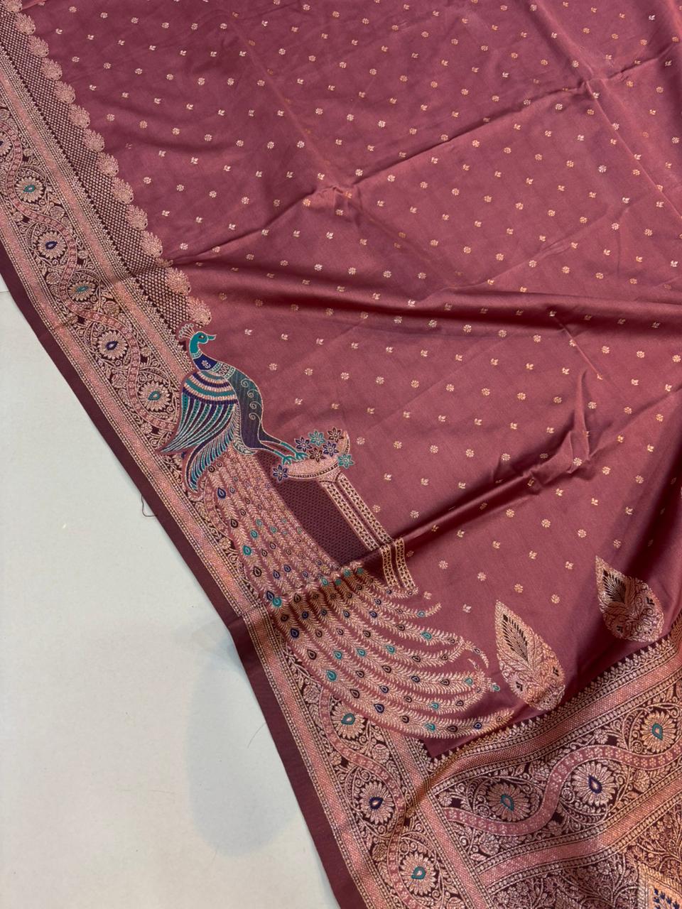 Meenakari Satin Silk Saree for Women | Rich Banarasi Style Lightweight Saree with Full Machine Work