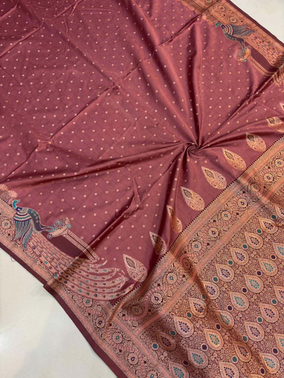 Meenakari Satin Silk Saree for Women | Rich Banarasi Style Lightweight Saree with Full Machine Work