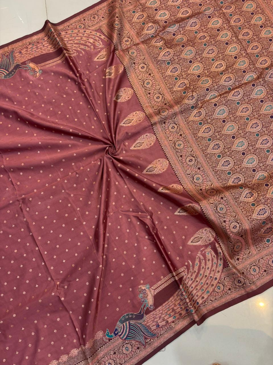Meenakari Satin Silk Saree for Women | Rich Banarasi Style Lightweight Saree with Full Machine Work