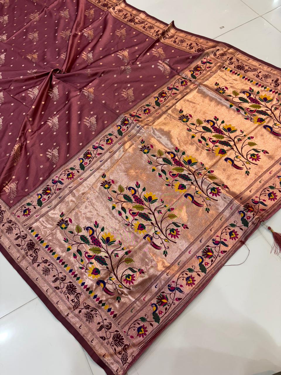 Meenakari Satin Silk Saree for Women | Rich Banarasi Style Lightweight Saree with Full Machine Work