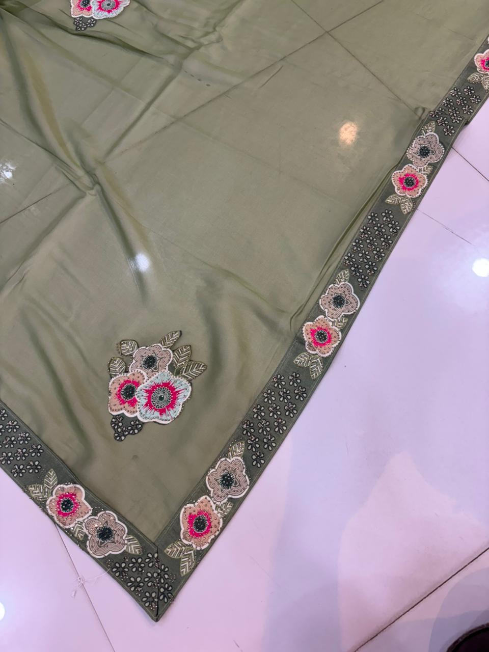 Floral Embroidery Blooming Georgette Party Wear Saree