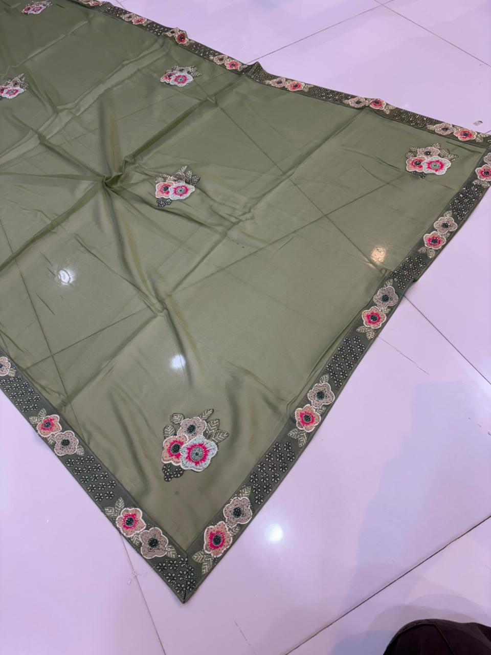 Floral Embroidery Blooming Georgette Party Wear Saree
