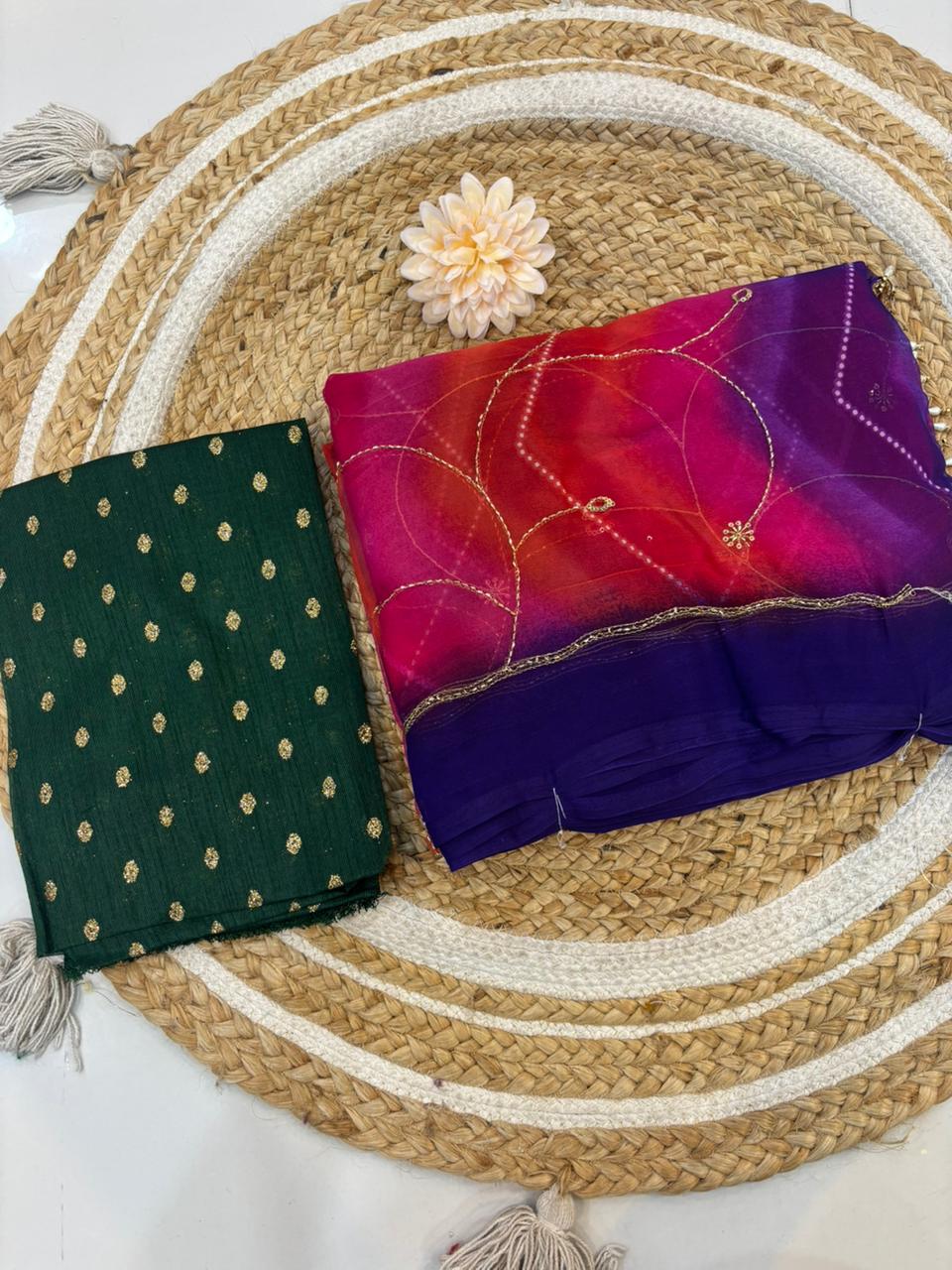 Handwork Darbari Fancy Saree with Real Moti & Diamond Embroidery