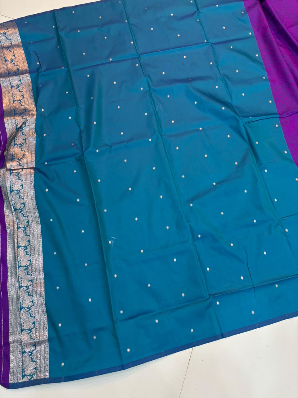 Soft Banarasi Silk Dhoop Chao Paithani Saree | Silver Chanderi Weaving