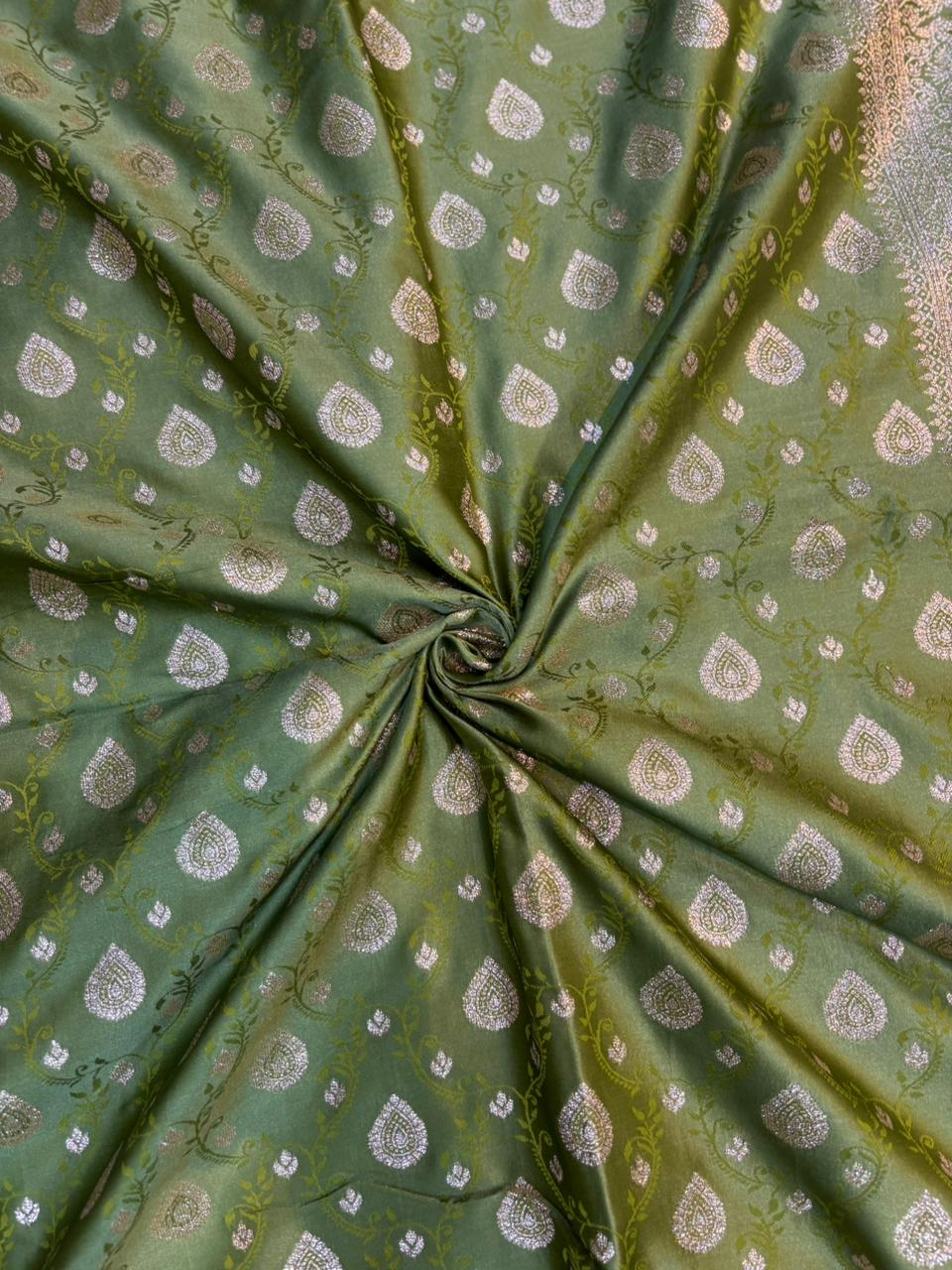 Soft Satin Silk Kathpadar Saree with Zari Work