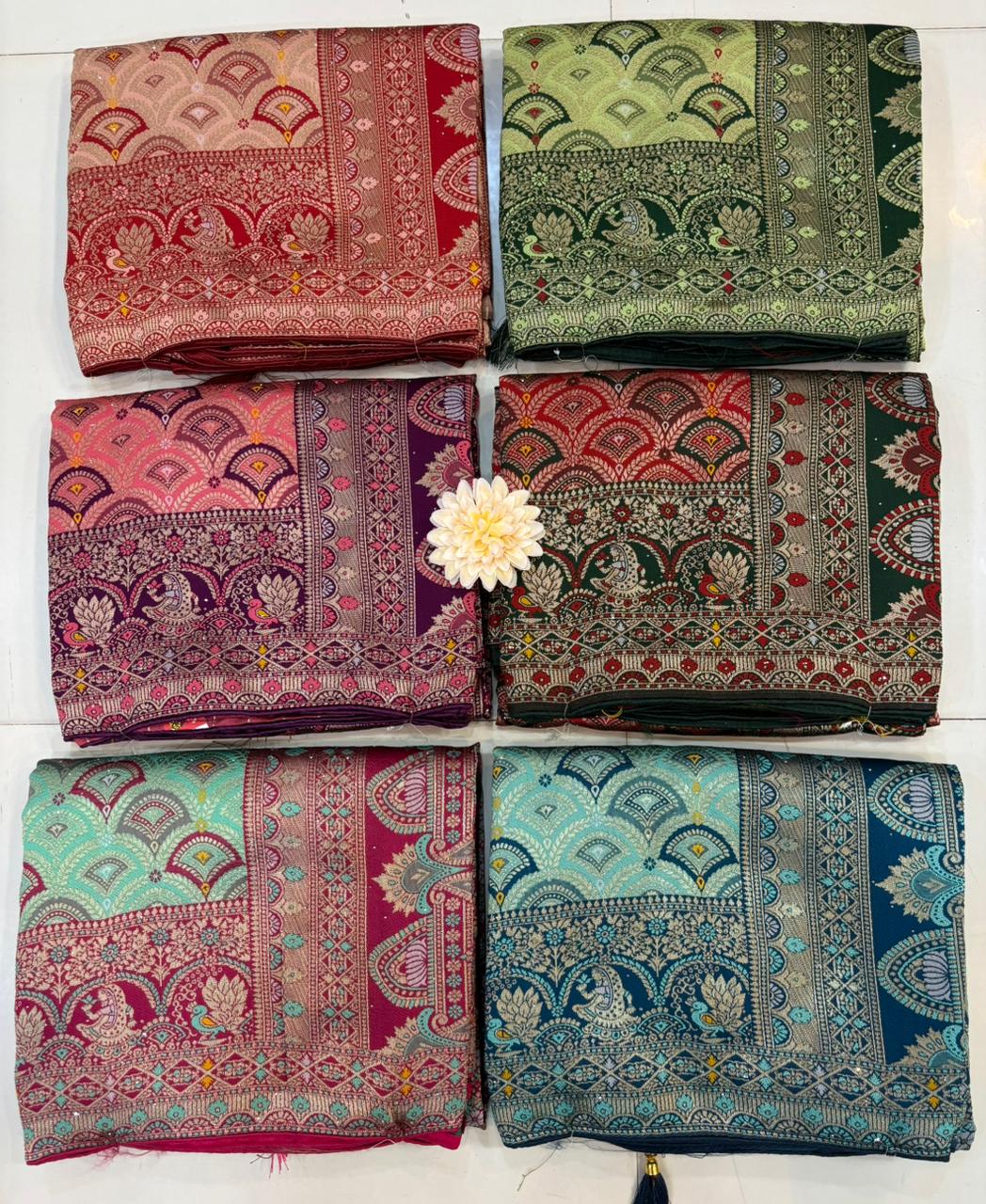 Premium Rajasthani Handloom Saree with Diamonds & Embroidery
