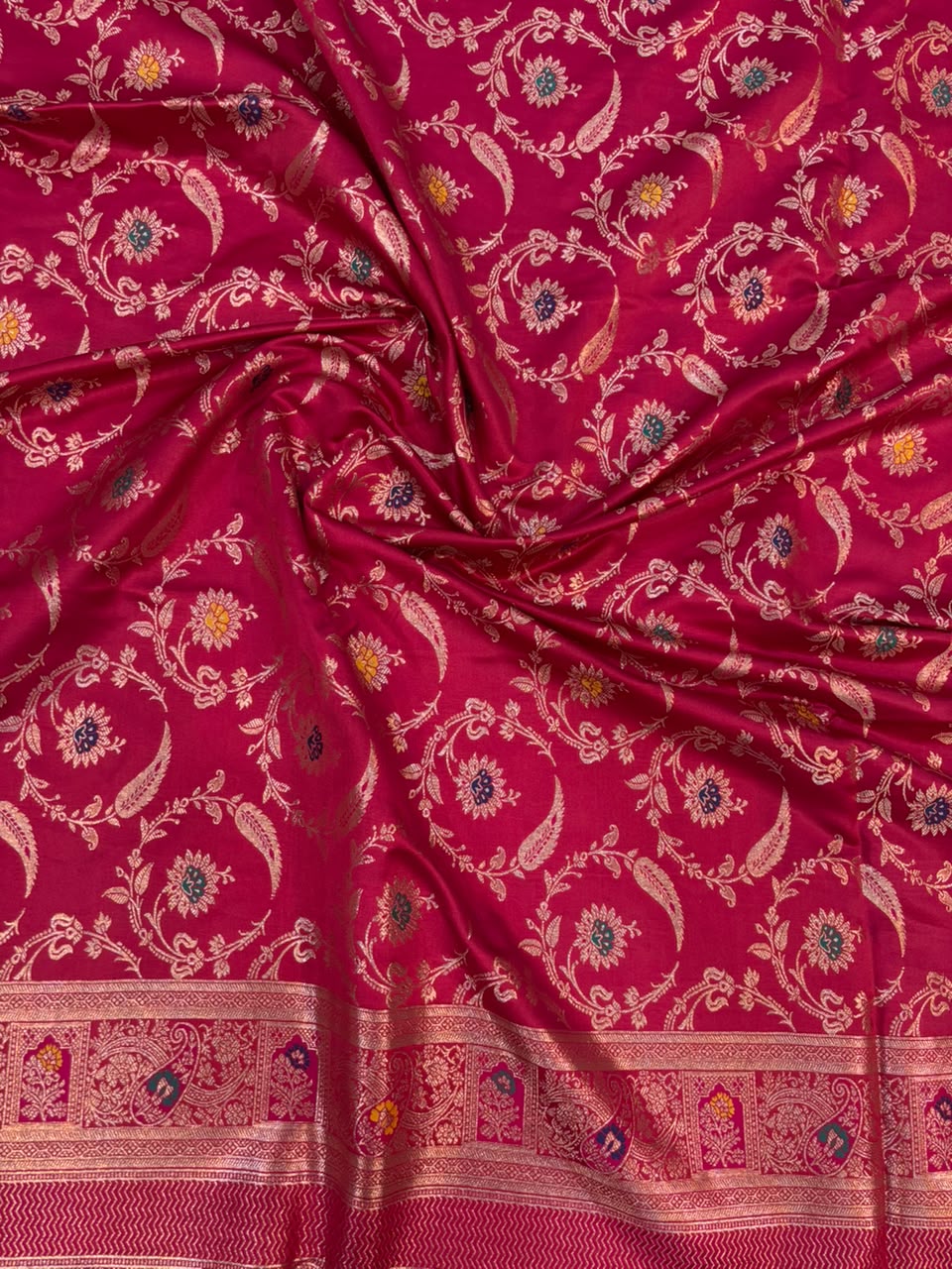Meenakari Satin Silk Saree for Women | Rich Banarasi Style Lightweight Saree with Full Machine Work