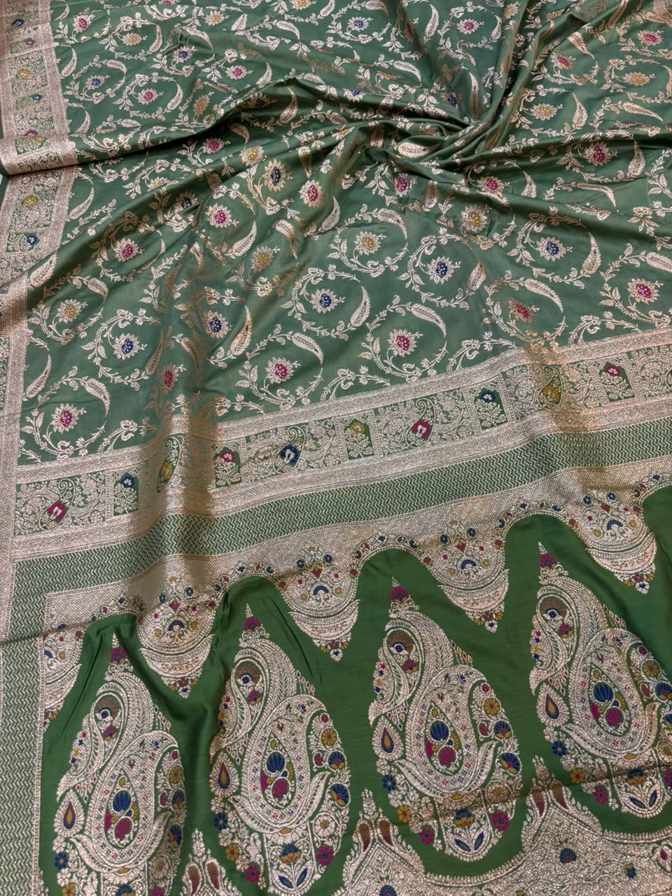 Meenakari Satin Silk Saree for Women | Rich Banarasi Style Lightweight Saree with Full Machine Work