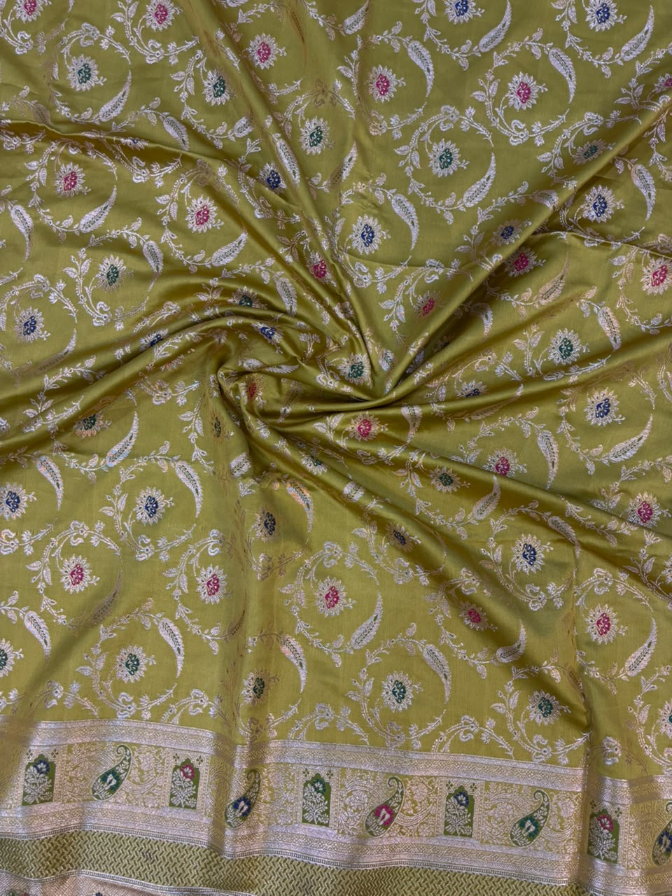 Meenakari Satin Silk Saree for Women | Rich Banarasi Style Lightweight Saree with Full Machine Work