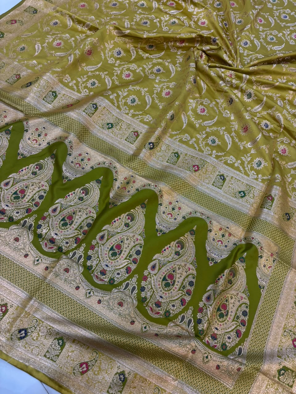 Meenakari Satin Silk Saree for Women | Rich Banarasi Style Lightweight Saree with Full Machine Work