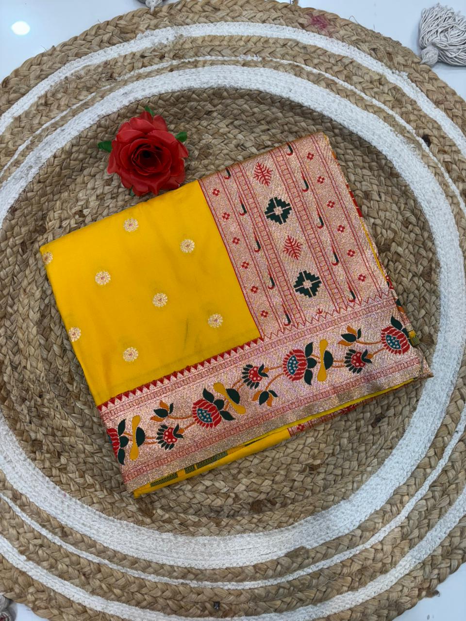 Dhoop Chao Paithani Soft Silk Saree with Meenakari Embroidery