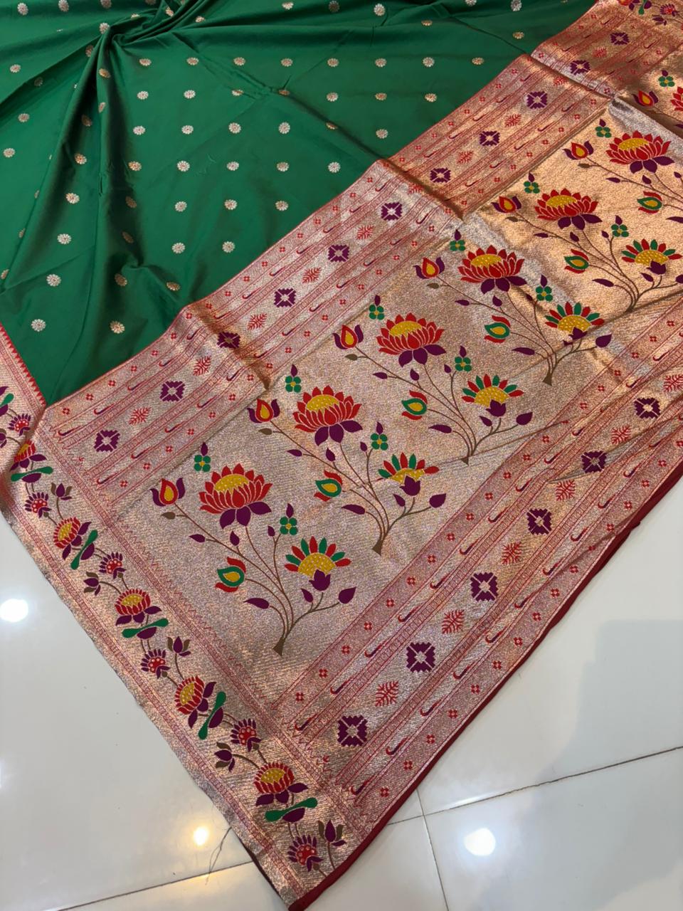 Dhoop Chao Paithani Soft Silk Saree with Meenakari Embroidery
