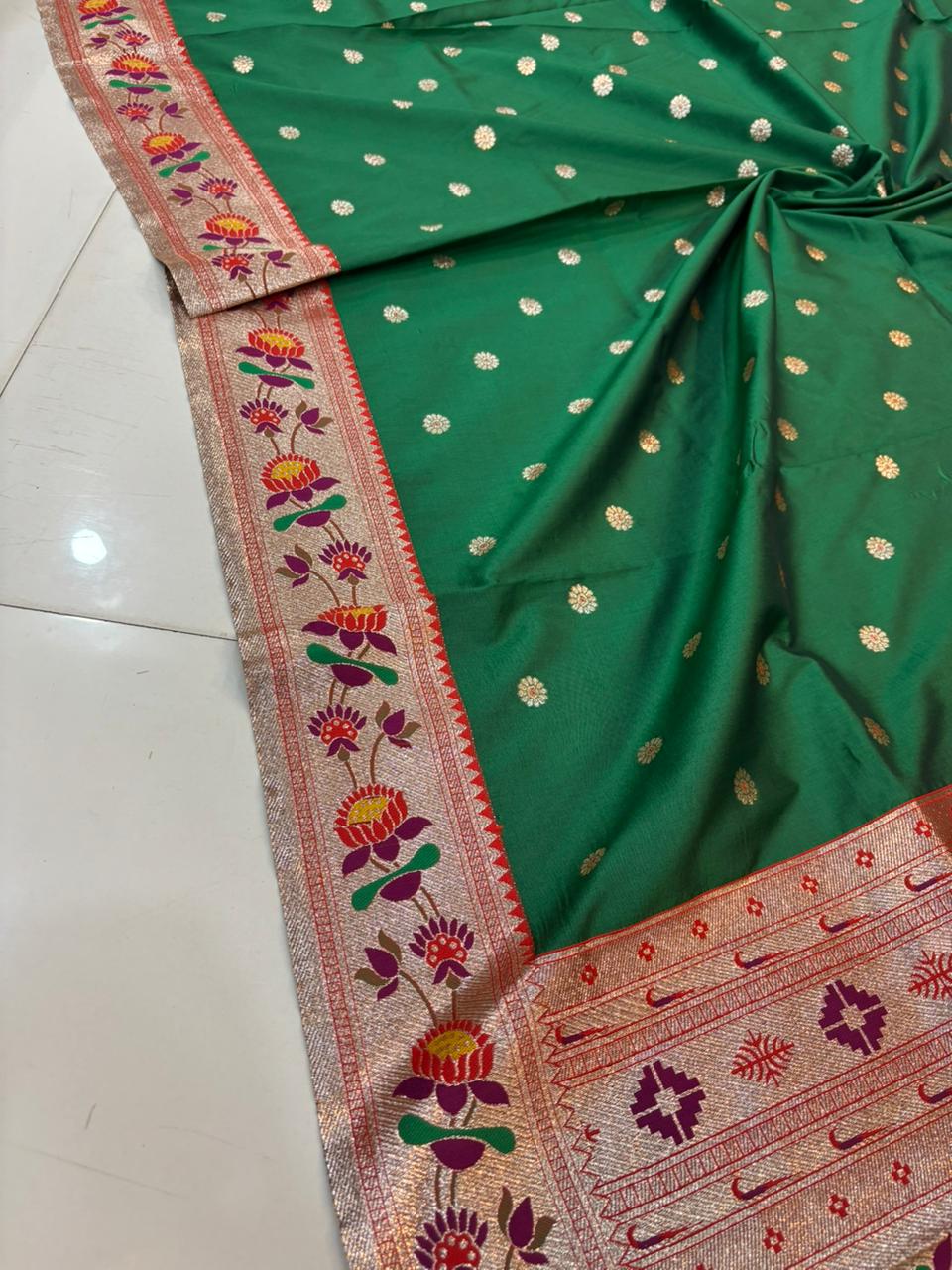 Dhoop Chao Paithani Soft Silk Saree with Meenakari Embroidery