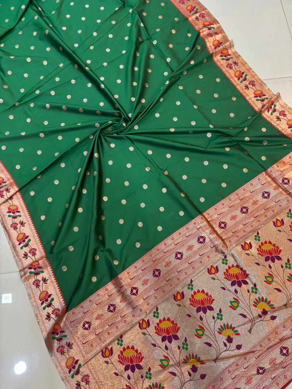 Dhoop Chao Paithani Soft Silk Saree with Meenakari Embroidery