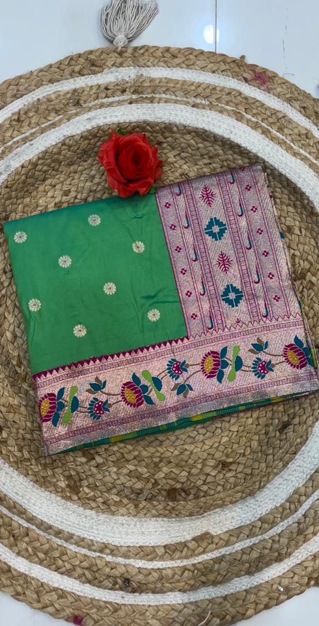 Dhoop Chao Paithani Soft Silk Saree with Meenakari Embroidery