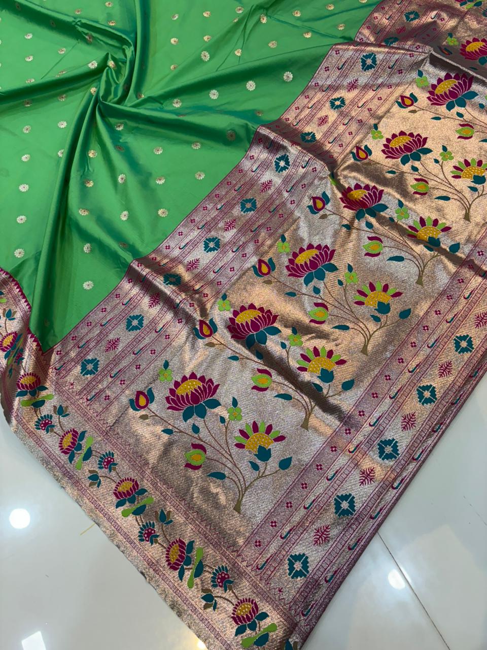 Dhoop Chao Paithani Soft Silk Saree with Meenakari Embroidery