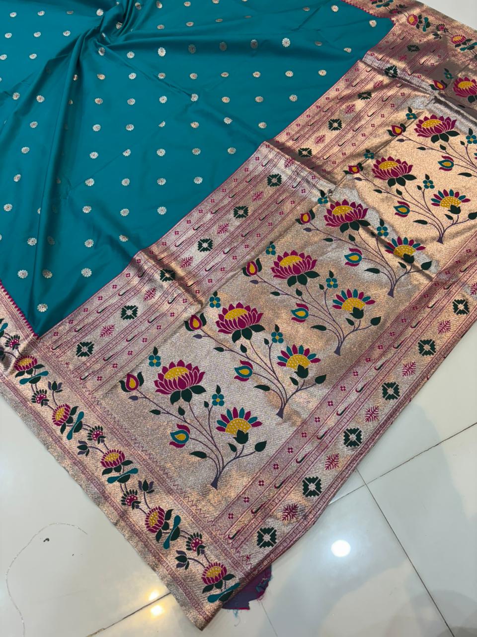 Dhoop Chao Paithani Soft Silk Saree with Meenakari Embroidery