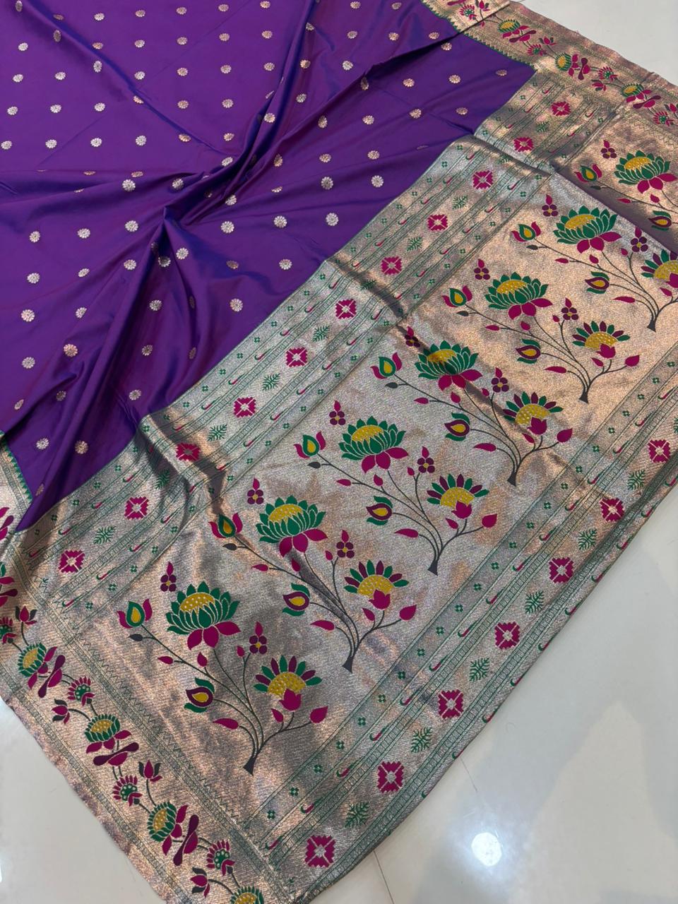 Dhoop Chao Paithani Soft Silk Saree with Meenakari Embroidery