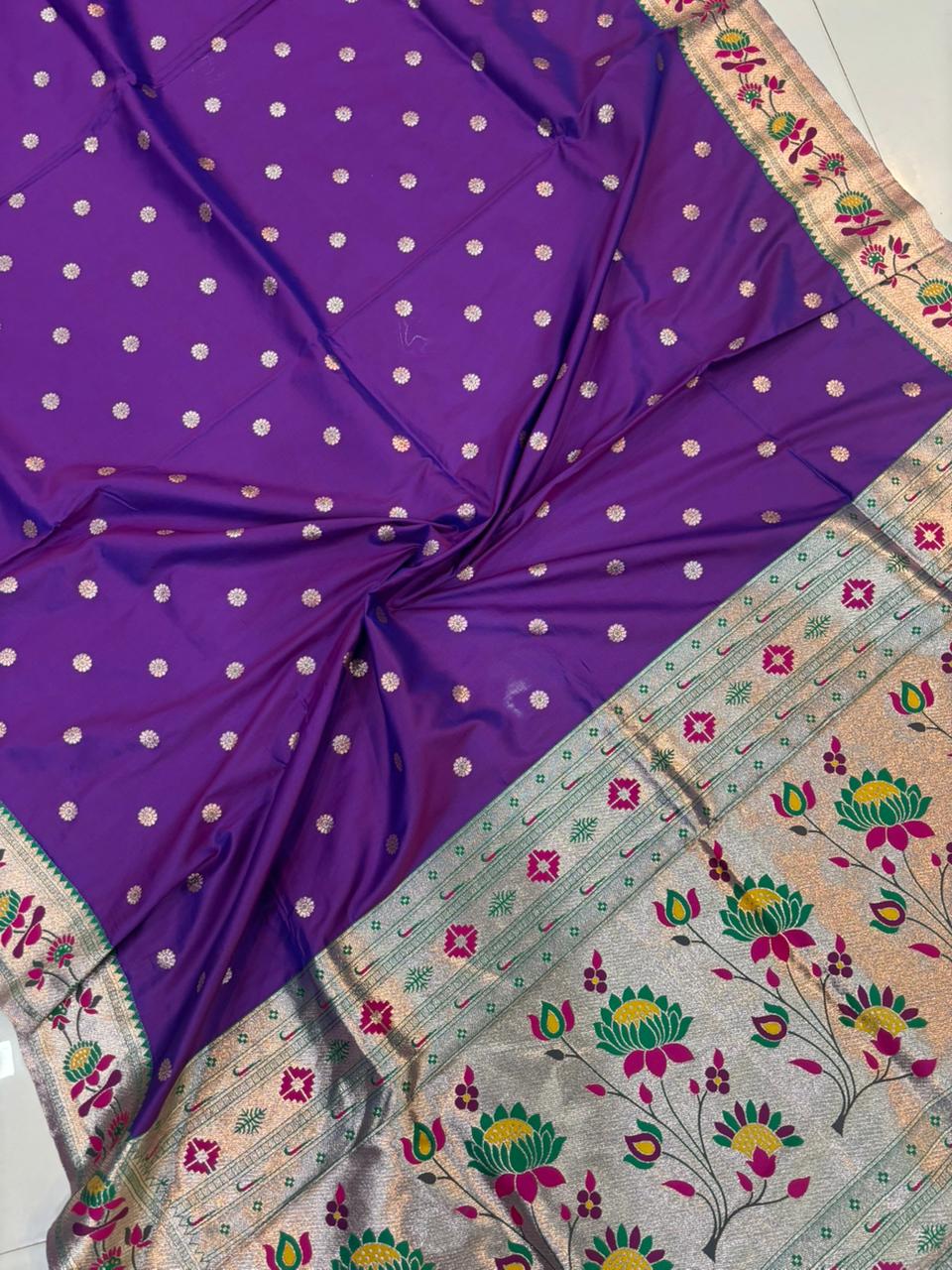 Dhoop Chao Paithani Soft Silk Saree with Meenakari Embroidery