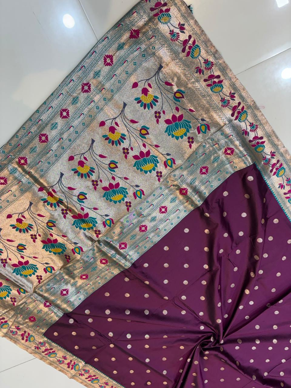 Dhoop Chao Paithani Soft Silk Saree with Meenakari Embroidery