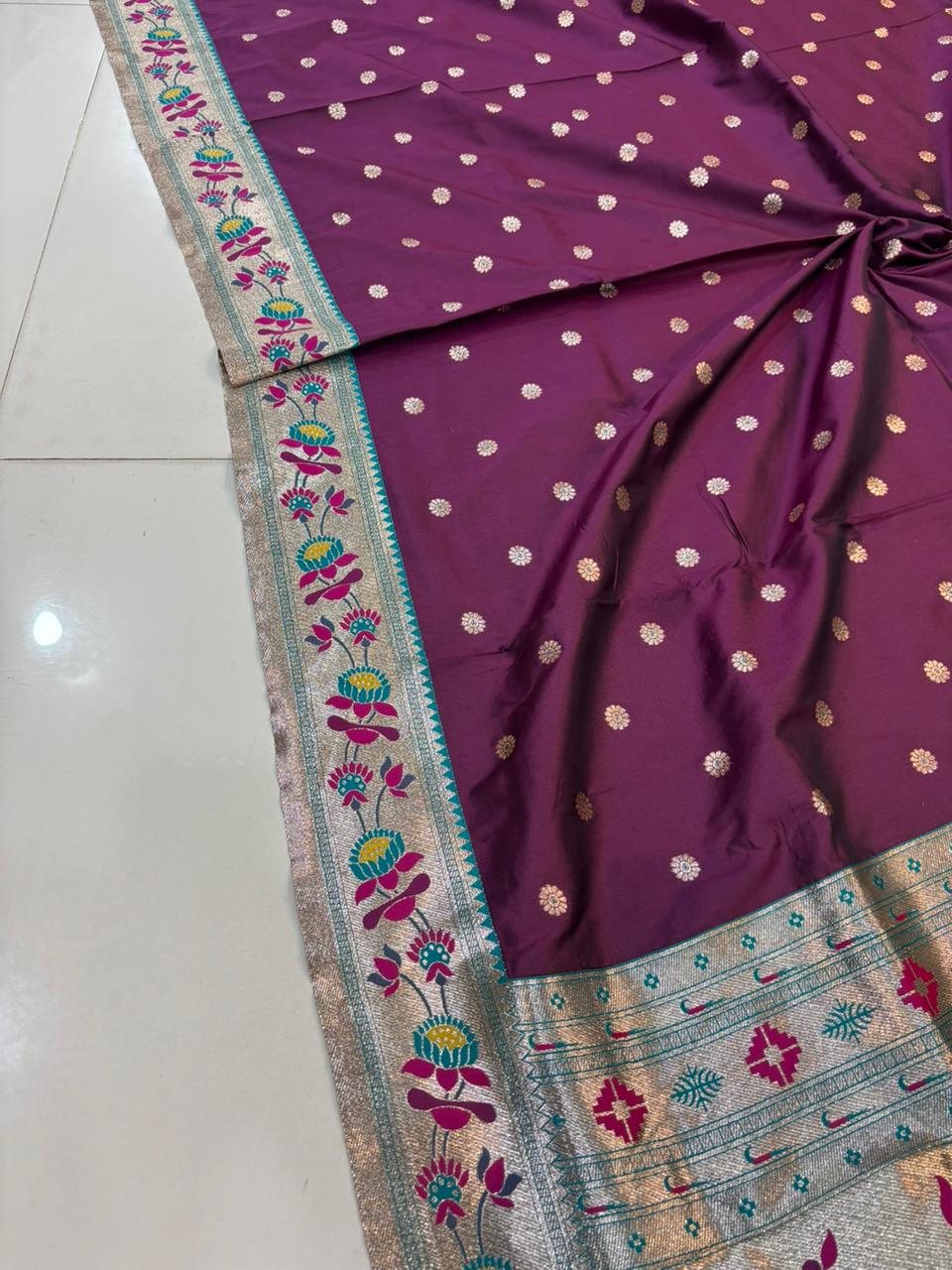 Dhoop Chao Paithani Soft Silk Saree with Meenakari Embroidery