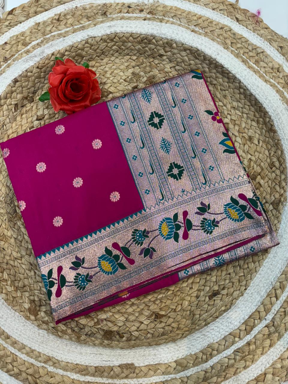 Dhoop Chao Paithani Soft Silk Saree with Meenakari Embroidery