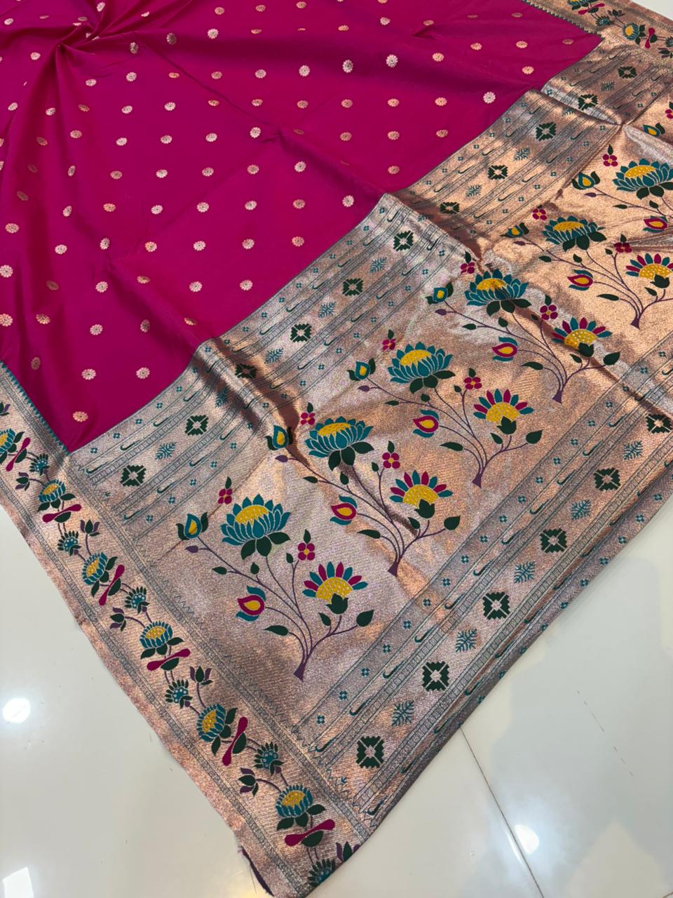 Dhoop Chao Paithani Soft Silk Saree with Meenakari Embroidery