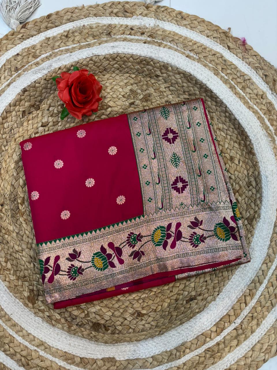 Dhoop Chao Paithani Soft Silk Saree with Meenakari Embroidery