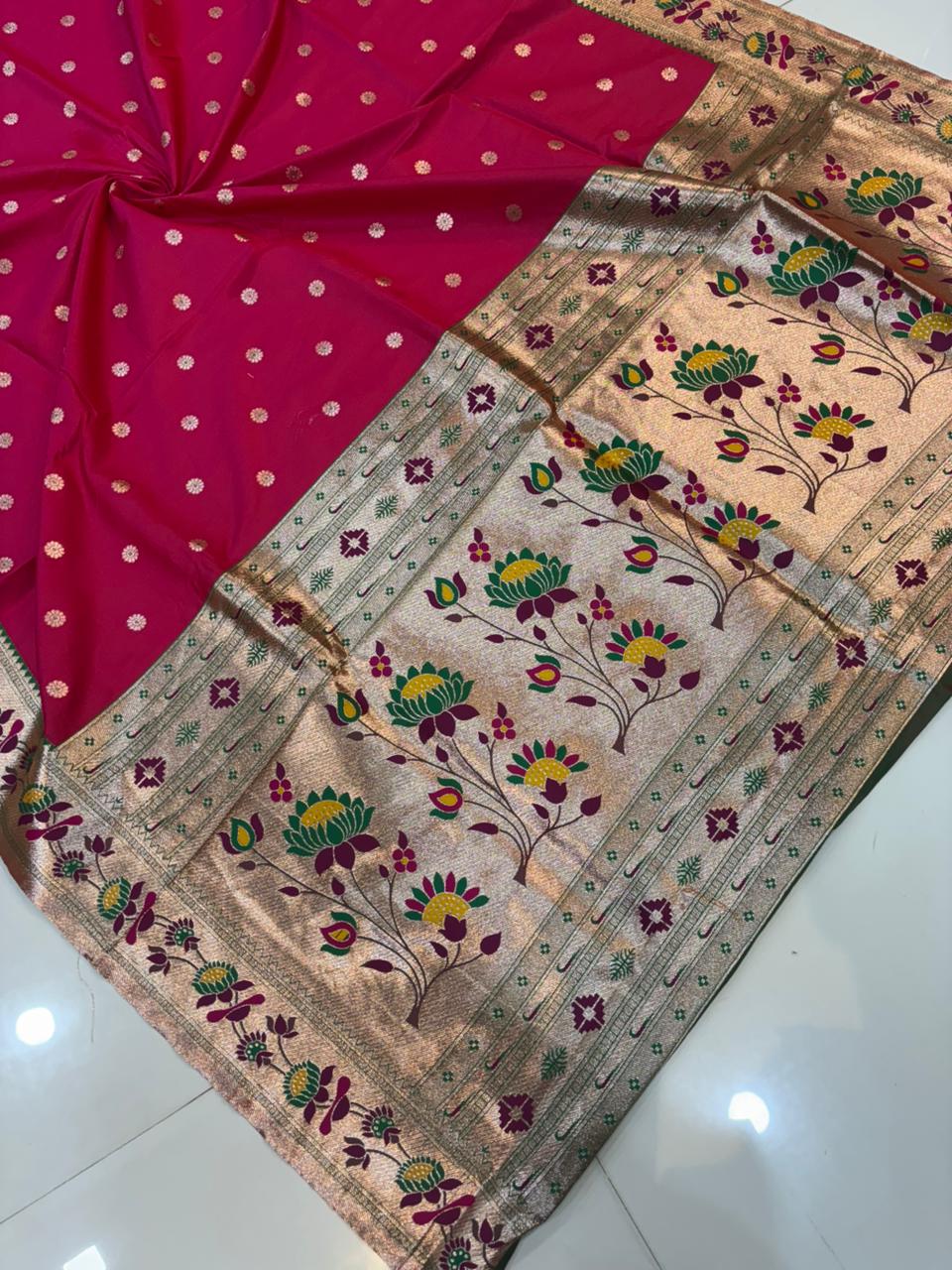 Dhoop Chao Paithani Soft Silk Saree with Meenakari Embroidery