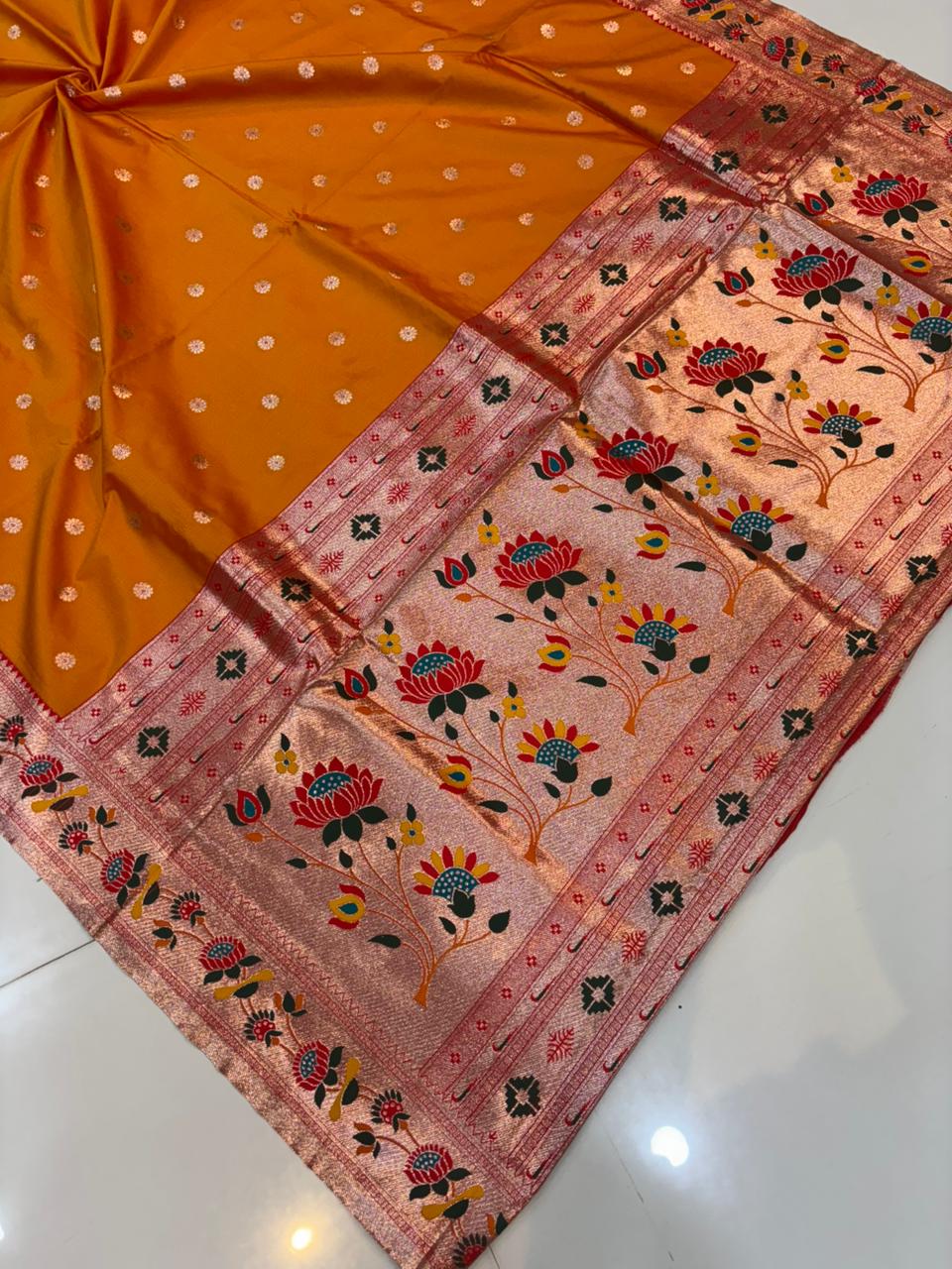 Dhoop Chao Paithani Soft Silk Saree with Meenakari Embroidery