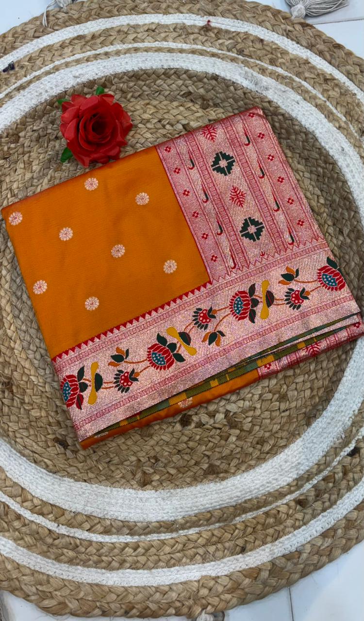 Dhoop Chao Paithani Soft Silk Saree with Meenakari Embroidery